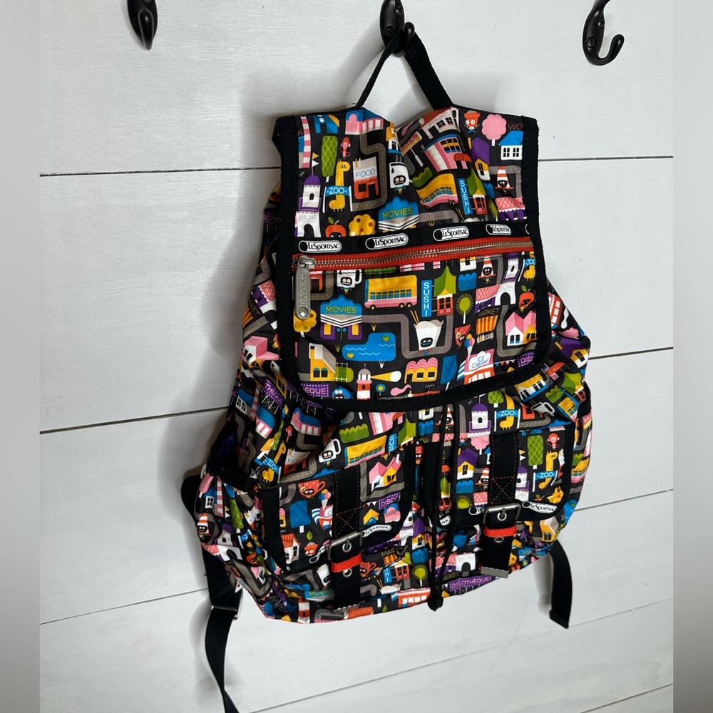 **SOLD** LeSportsac Artist in Residence Urban Fruit Print Colorful Day Pack - Picture 2 of 11